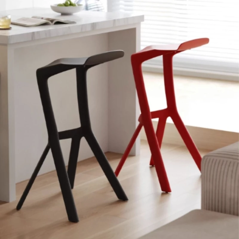 Scandinavian Modern Bar Stool, Plastic Backrest High Chair, Eco-Friendly PP Dining Stool, Geometric Shape Bar Chair for Kitchen