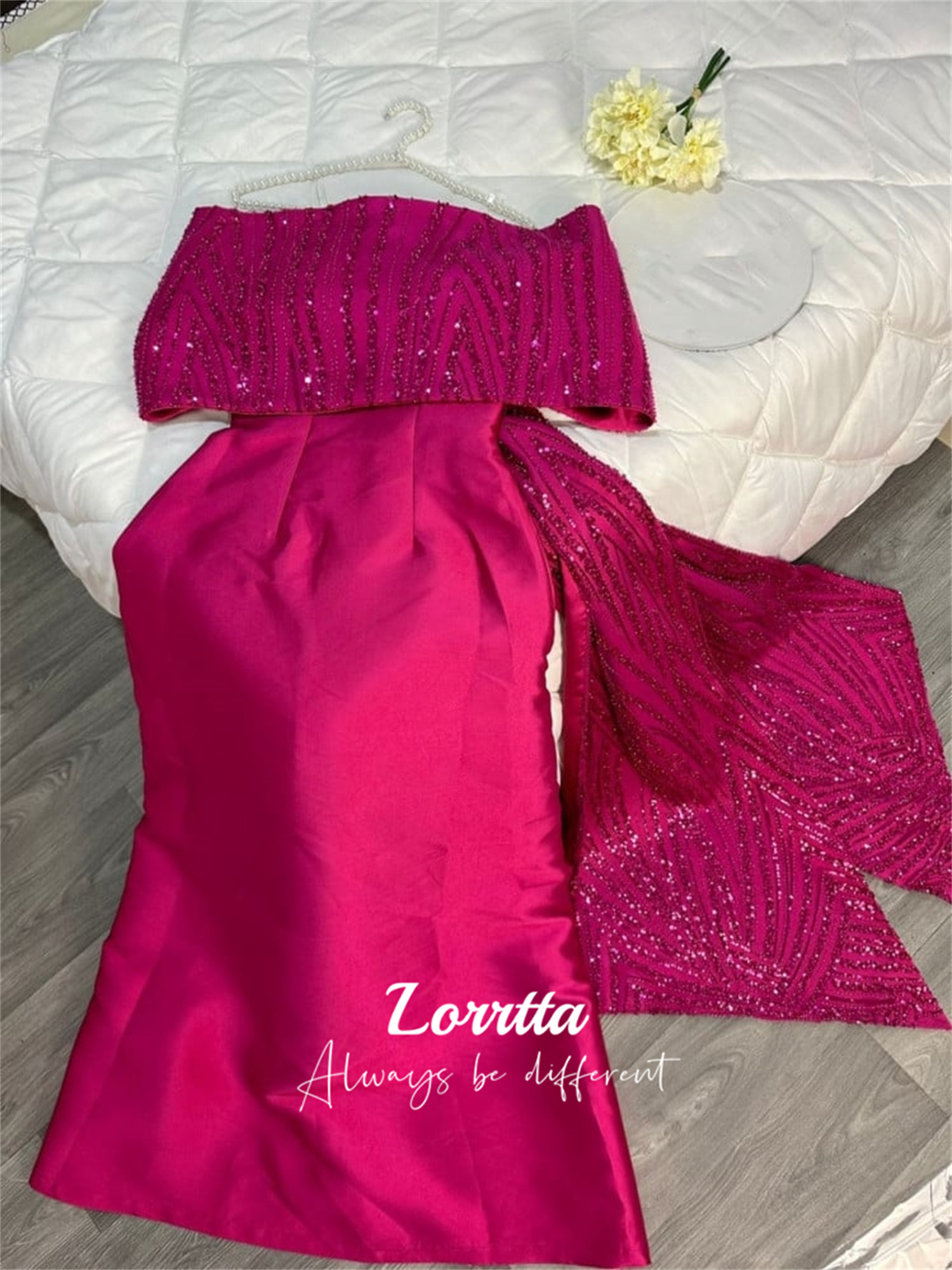 Lorrtta Off Shoulder Sequin Ball Gown Mermaid Party Dress Long Formal Women's Evening Gown Evening Gown Customized