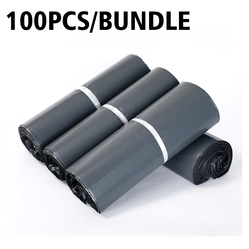 100 pçs sacos de envelope de envio plástico expresso sacos de armazenamento cinza branco cor sacos de correio auto adesivo selo saco de correio