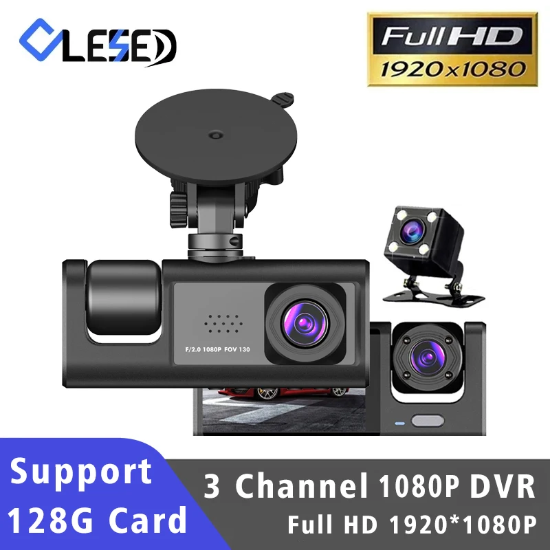 3 canais traço cam hd 1080p 3 lente dentro do veículo carro dvr câmera de três vias dvrs gravador de vídeo registrador dashcam filmadora
