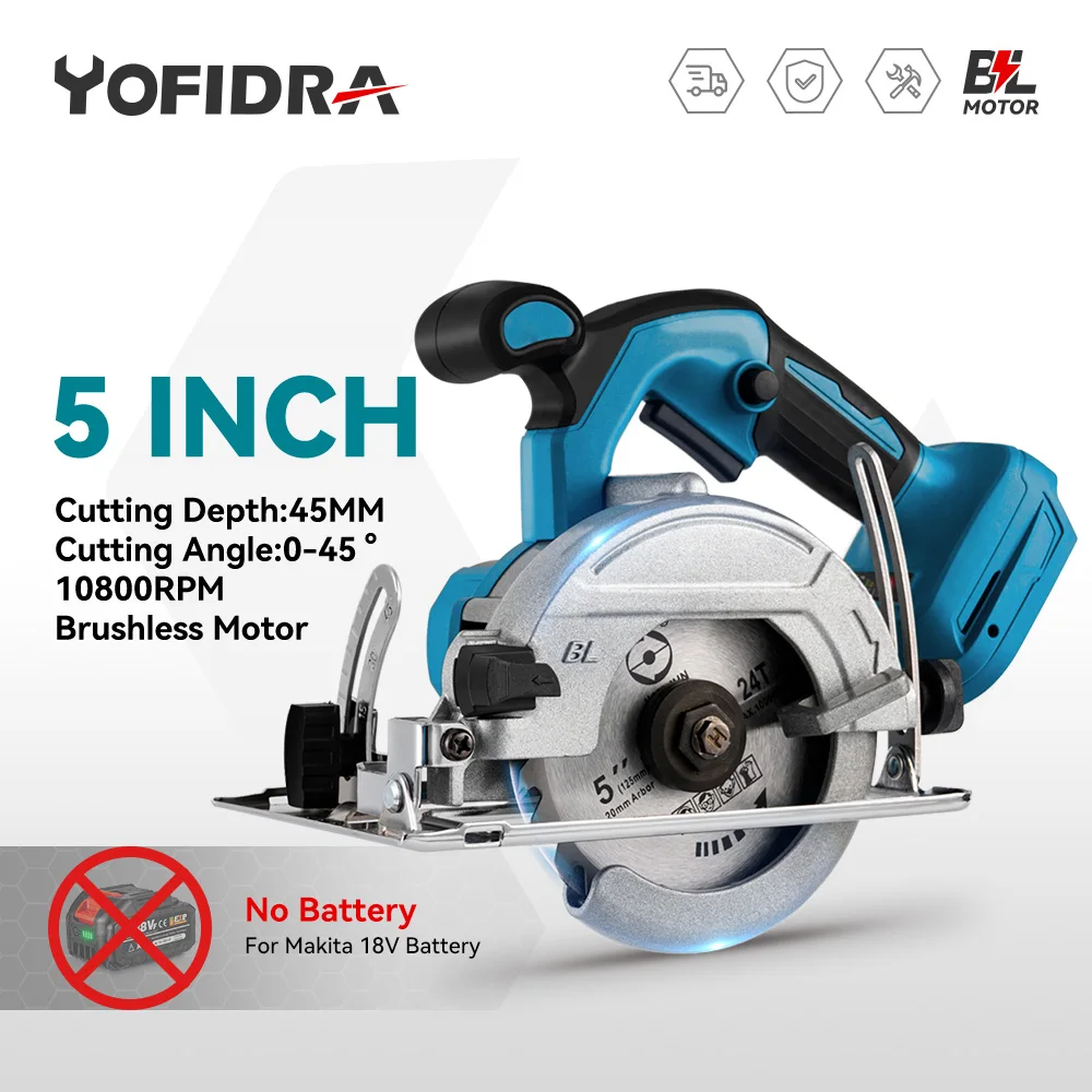 10800rpm 125mm Bürstenlose Mini Elektrische Kreissäge Cordless Einstellbare Winkel Holzbearbeitung Power Garten Werkzeug Für Makita 18vbattey