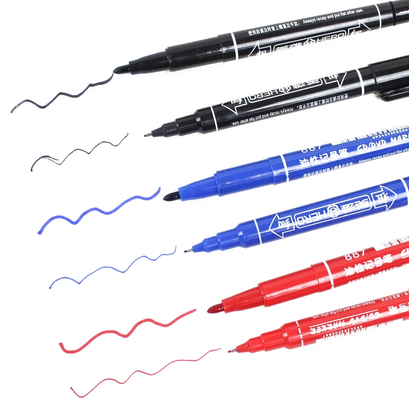 3 ชิ้น/เซ็ต Dual Tip 0.5/1.0 mm Nib Marker กันน้ําสีดําสีฟ้าสีแดงมันมังงะ Art Marker ปากกานักเรียนโรงเรียนเครื่องเขียน Office
