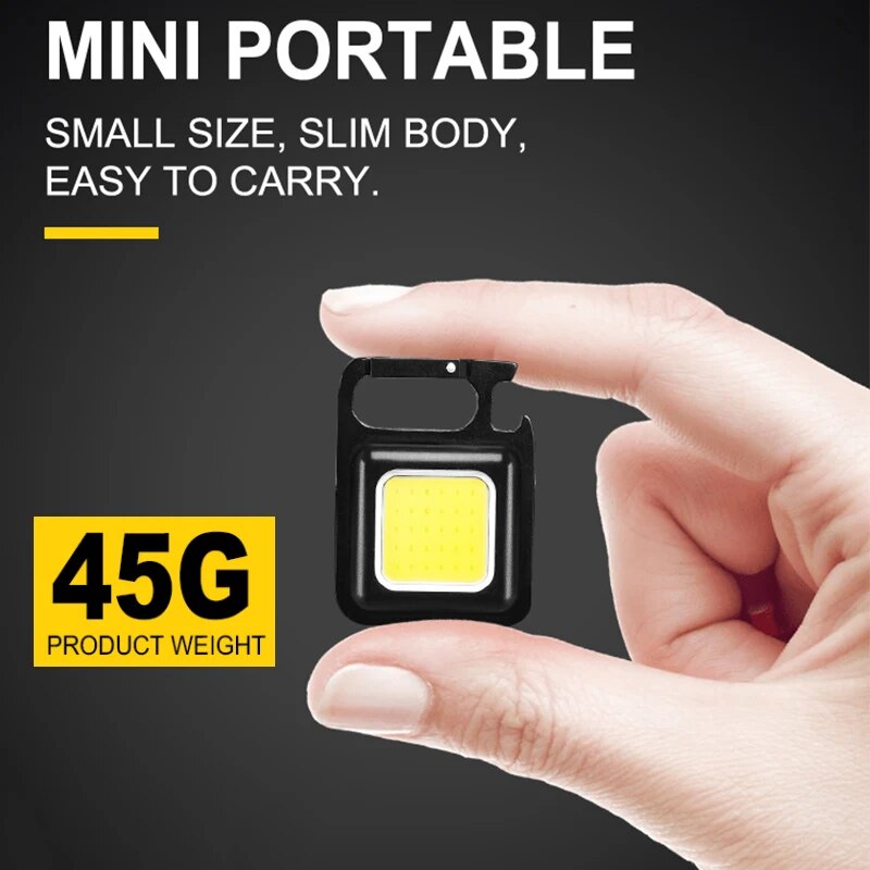 Mini linterna portátil COB, lámpara para llavero, 4 modos de iluminación, antorcha para exteriores, resistente al agua, luces de emergencia para acampar, pesca y trabajo
