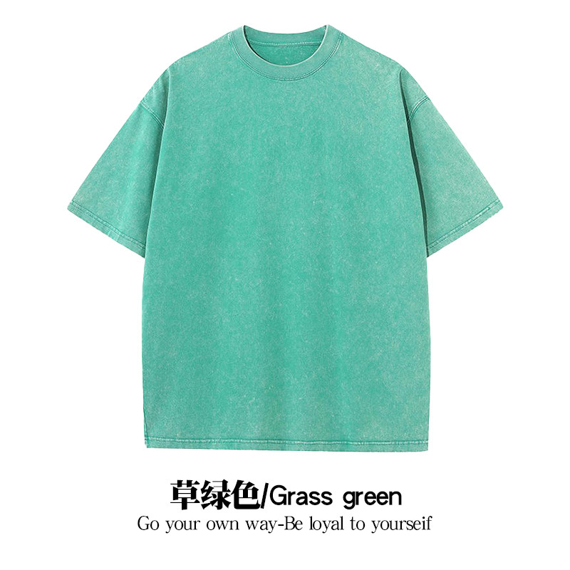 Camiseta lavada de verano para hombres y mujeres, camiseta holgada de algodón con cuello redondo de gran tamaño, camisetas coreanas Y2k, camiseta informal Vintage de manga corta