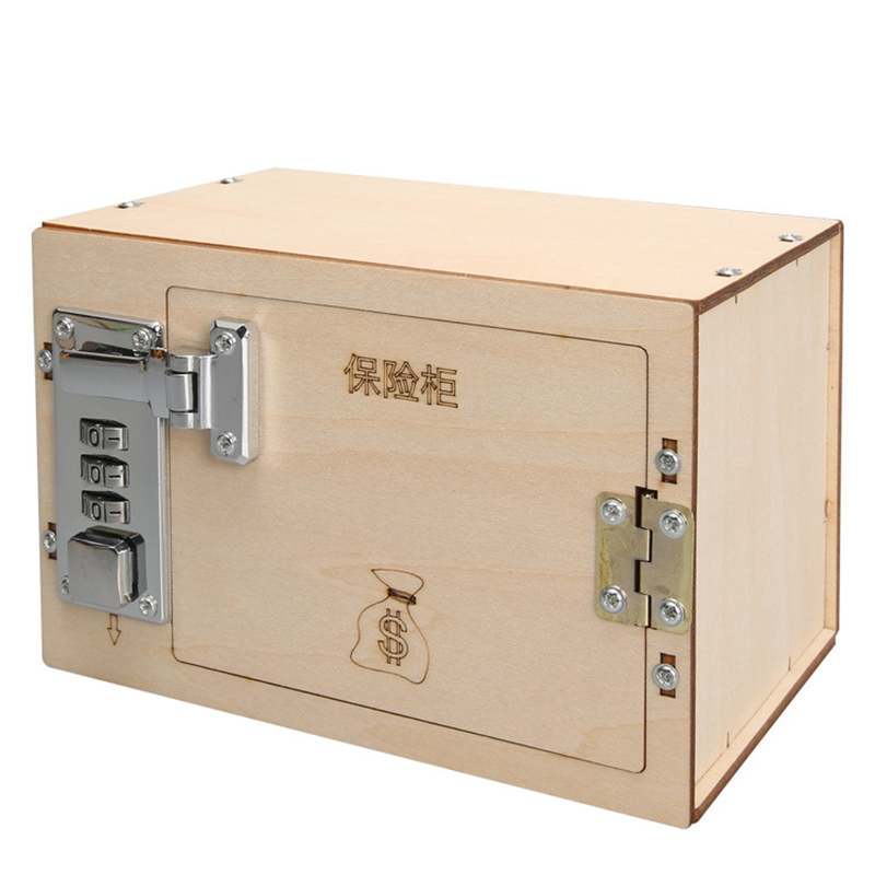 Schließfach Spielzeug Sicherheitssafe DIY Holz Schatz Passwortbox Safe Geburtstagsgeschenk für Erwachsene und Kinder