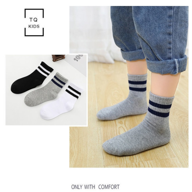 5 par/lote calcetines escolares de algodón suave y transpirable de Color puro para niños y niñas calcetines deportivos informales grises, negros y blancos para niños