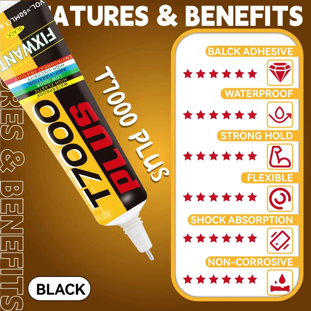 T-7000 Update T7000 PLUS Black Cellphone Repair Glue High Strength Anti-vibration Multi-purpose Adhesive 15ML 50ML 110ML