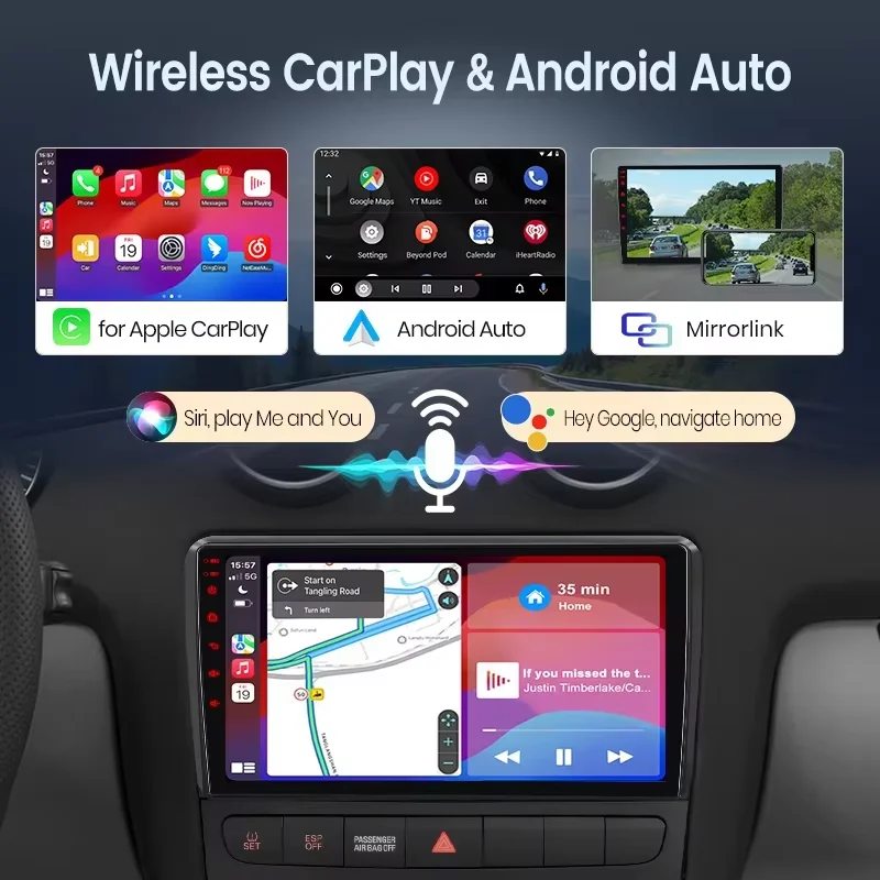 Junsun 4g sem fio carplay android auto para vw passat b5 mk4 golf 4 polo bora jetta t5 sharan jetta transporte t5 multimídia