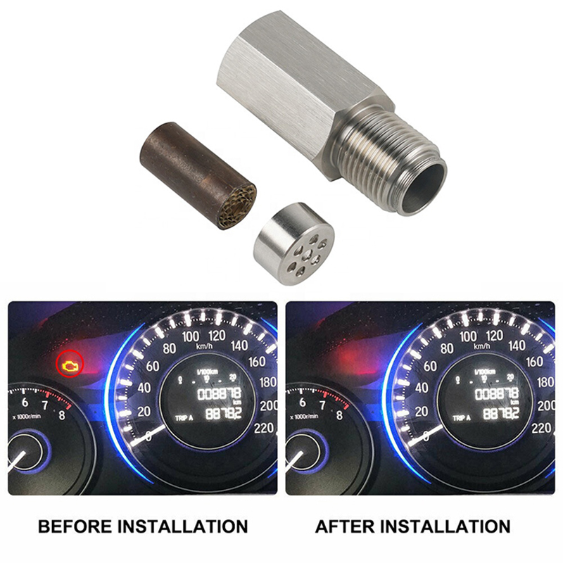 Universal de acero inoxidable SS304 comprobar luz del motor CEL mini catalizador O2 Sensor espaciador adaptador M18X1.5