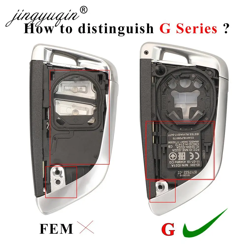 jingyuqin Obudowa pilota samochodowego do BMW 3 5 6 8 X3 X4 X5 X7 G Series G21 G20 G31 G30 Auto Keyless FOB Case Obudowa Zamiennik 4B