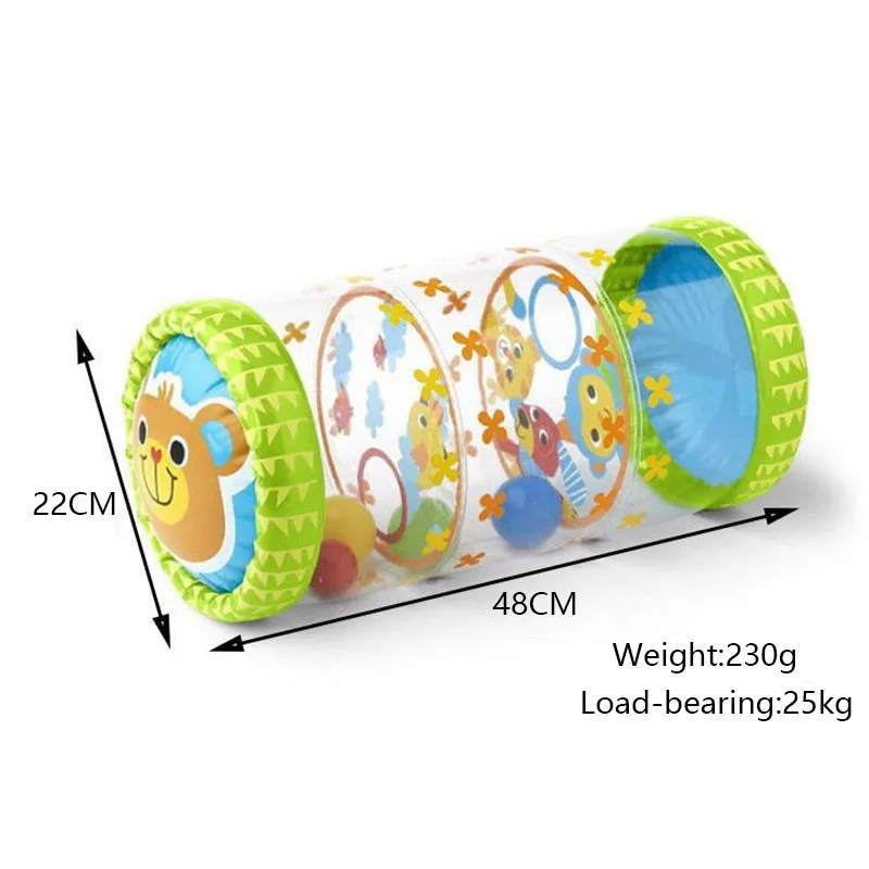 Rolo de engatinhar inflável brinquedos do bebê com chocalho e bola pvc desenvolvimento precoce infantil barriga tempo rastejando brinquedos para 6-12 meses