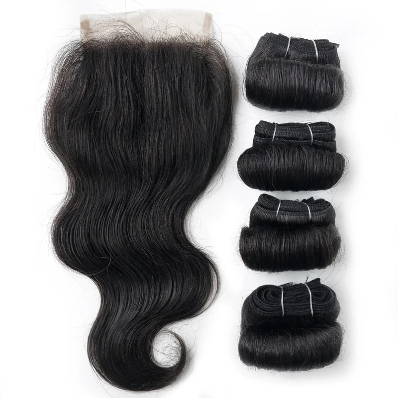 Onda do corpo brasileiro pacotes com fechamento pacotes de cabelo humano com fechamento extensões tecer cabelo humano 1b 27 30 cor borgonha