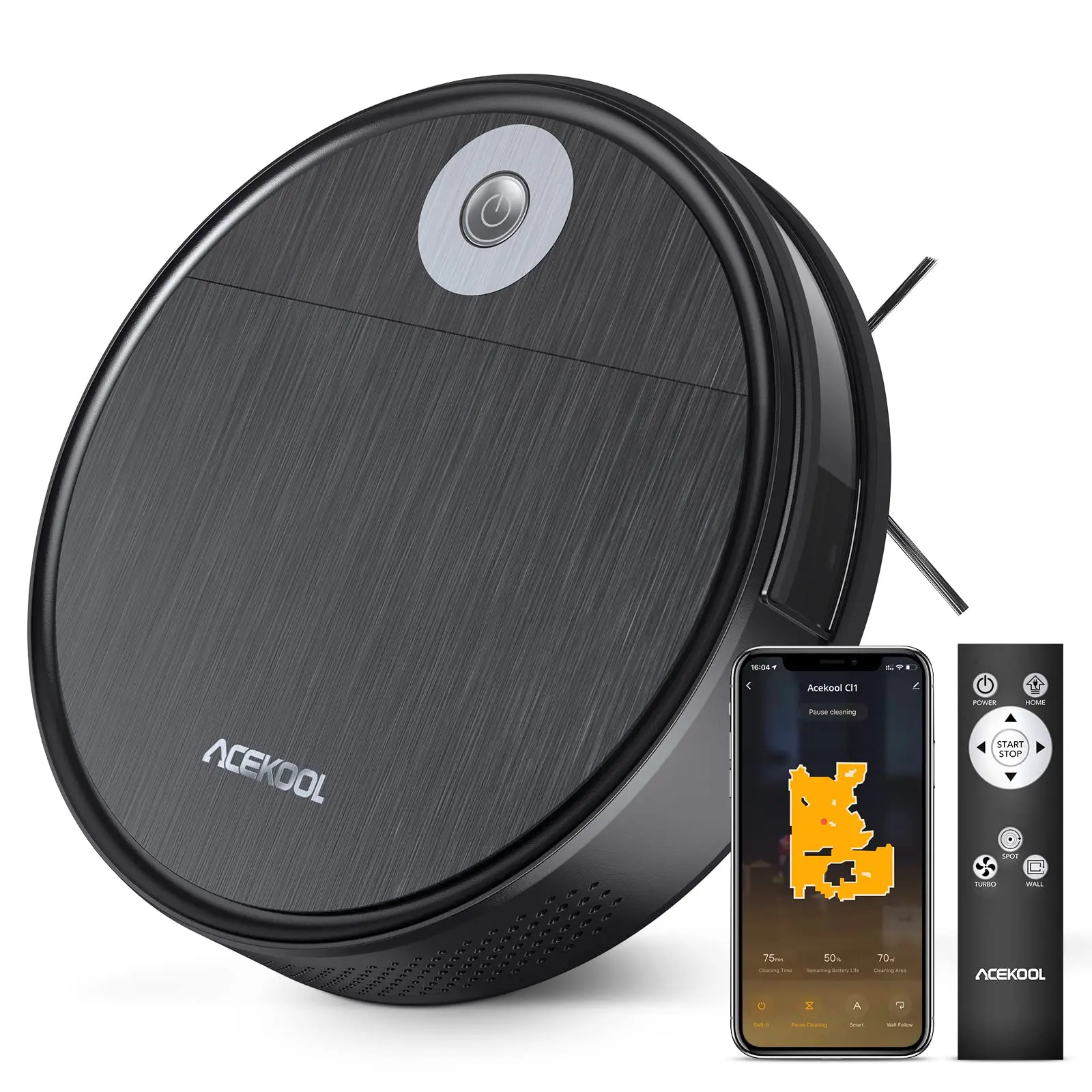 Roboter-Staubsauger, 2200 Pa, starke Saugkraft, superdünner, leiser Roboter-Staubsauger, selbstaufladendes WiFi/Fernbedienung, 120 Minuten