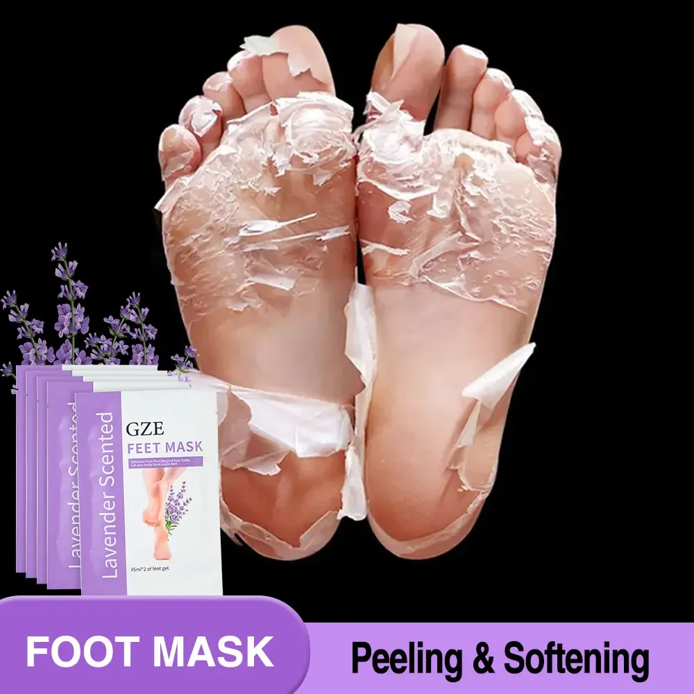 GZE Foot Peel Mask Máscaras esfoliantes para pés secos, ásperos e rachados, calcanhares, calos, removedor de pele morta - Máscara peeling para pés