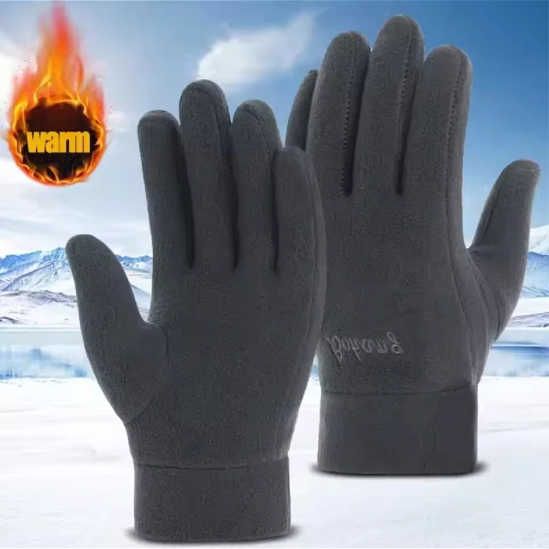 Herren Winterhandschuhe verdicken thermische warme Fleece Vollfingerhandschuhe Kältebeständigkeit winddicht Outdoor Skifahren Radfahren Fäustlinge Frauen