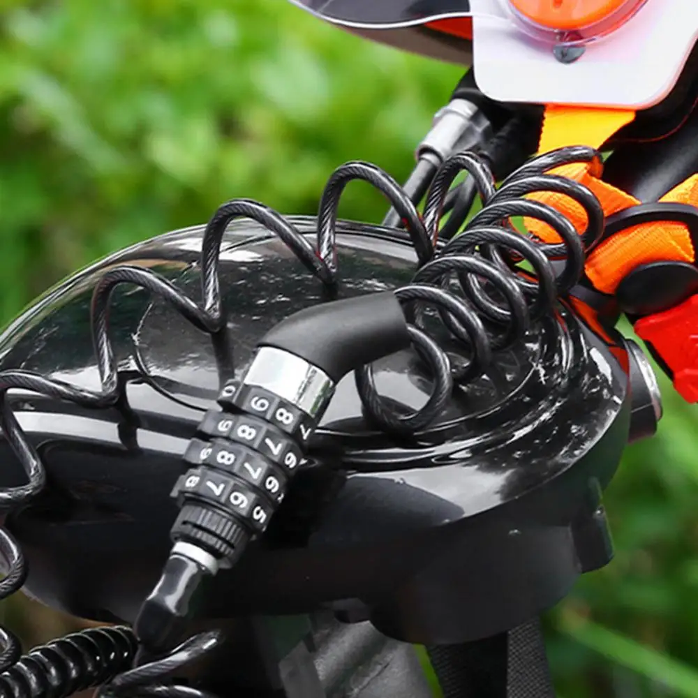 DOMEN Bicycle Lock Steel Wire Chain Lock Bike Motorcycle 4 Digit Password Steel Wire Locks Anti-theft Wire Rope Lock Helmet Lock