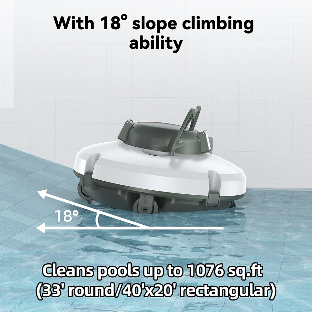 【Code:BTSIT10】Redkey S100 Cordless Robot Pulitore per Piscina Aspirapolvere IPX8 Impermeabile 5200mAh Ricarica 130 Minuti Auto-Parking Pulitore per Piscina