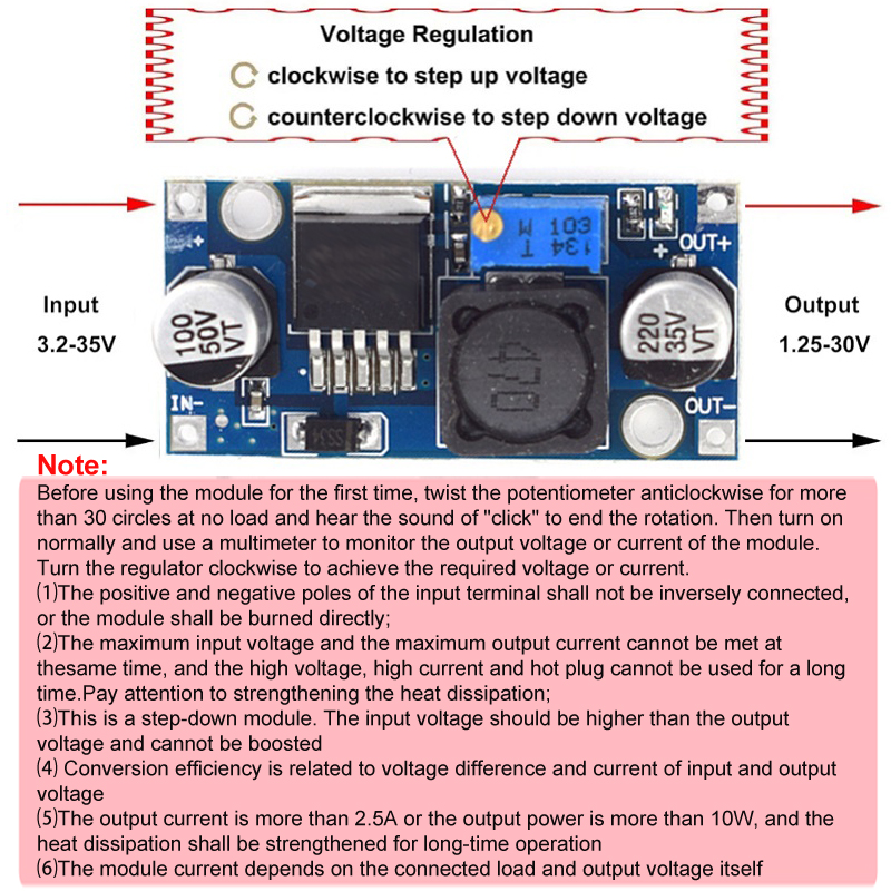 1-10PCS LM2596S Buck Converter DC to DC Converter Max 3A Voltage Regulator 3.2V-35V to 1.25V-30V Buck Converter Adjustable