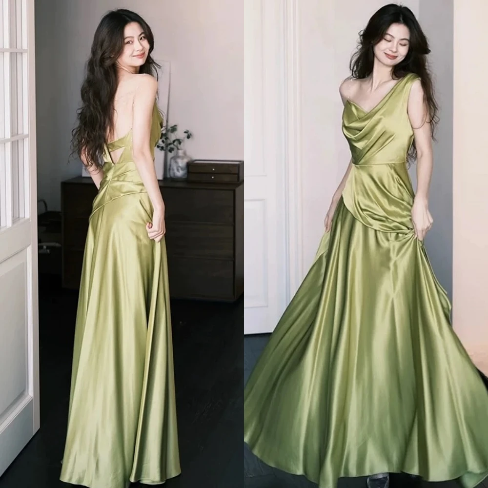 Gaun Malam Elegan Model A-Line Satu Bahu, Gaun Selebriti Berkualitas Tinggi, Gaun Prom yang Anggun