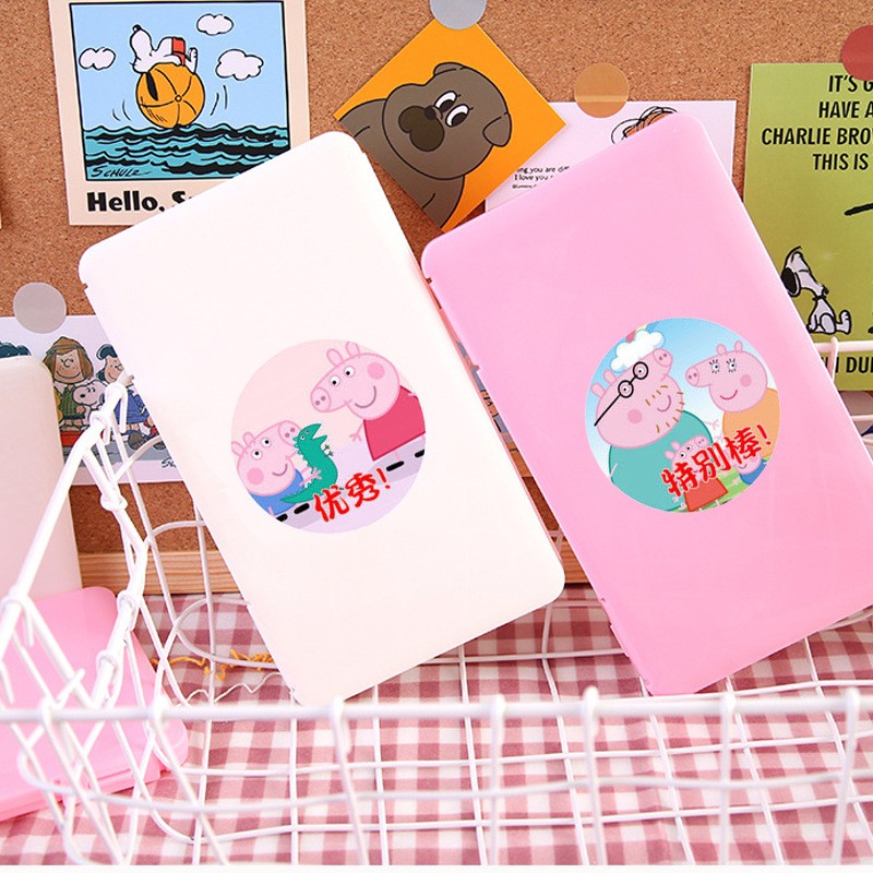 Peppa Pig George Adesivo de recompensa de jardim de infância 500 peças/rolo Pig Family Pig Pai Mãe Adesivo de desenho animado Brinquedo Presentes de aniversário para crianças