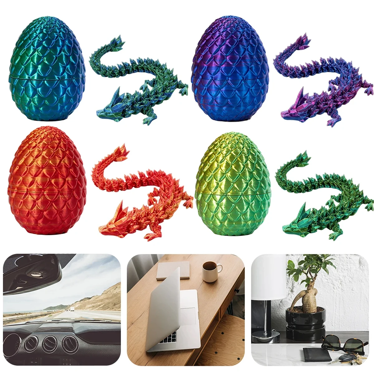 3D-gedruckter Drache im Ei, Kristalldrache mit Drachenei, lustige Heim- und Bürodekoration, chinesische Drachenfigur
