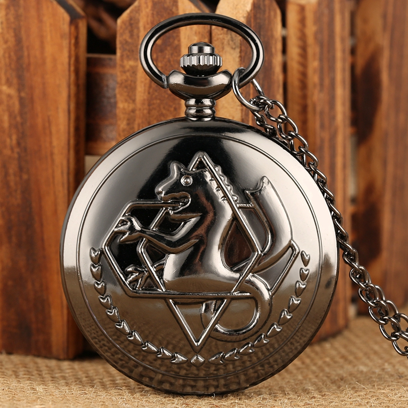Retro prata/bronze tom fullmetal alchemist relógio de bolso cosplay edward elric anime design menino pingente colar corrente melhor presente