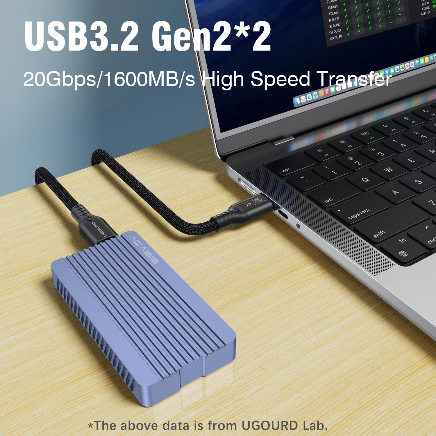 USB3.2 Gen2 20Gbps Type C to Type C Cable 240W Fast Charging Cord USB C SSD Hard Disk Cable USB3 5m max for MacBook Pro iPad Pro