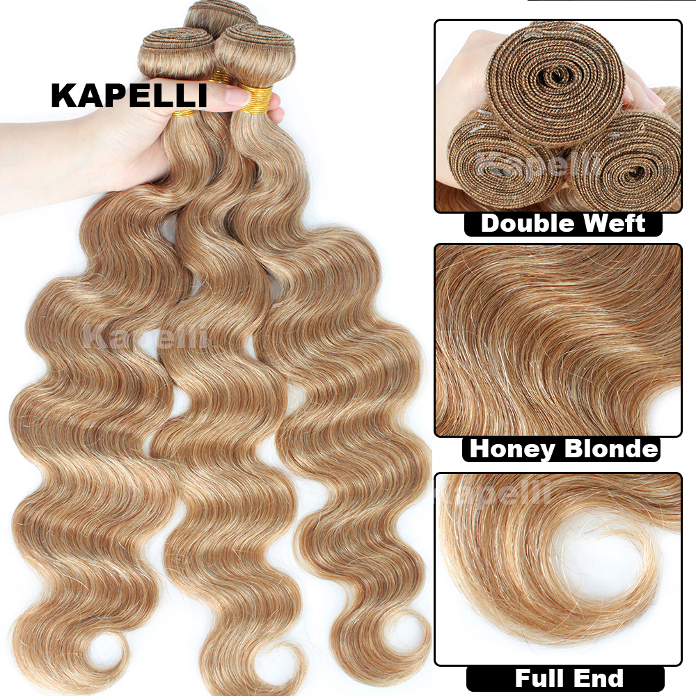 Blonde Bundles Menschliches Haar Weben Honig Blonde Körper Welle Menschliches Haar Bundles 1/3/4 Brasilianische Remy Menschenhaar Extensions 100 gr/teil