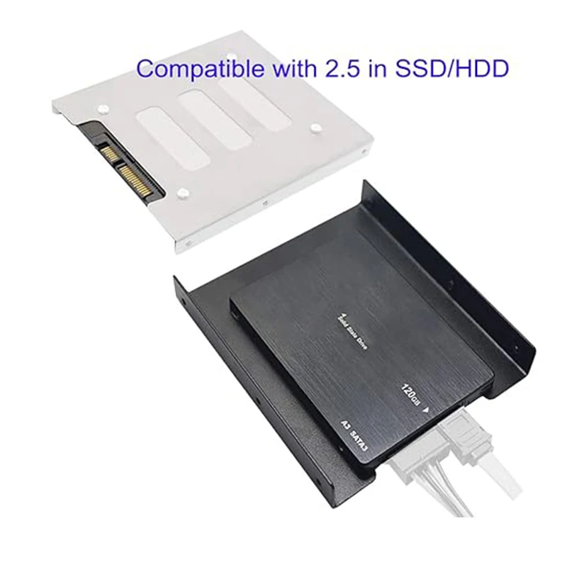 Coolcirc 2.5 to 3.5 Inch Metal SSD/HDD Adapter Bracket with SATA for PC Case & Mobile Use - Portable Hard Drive Mounting Kit