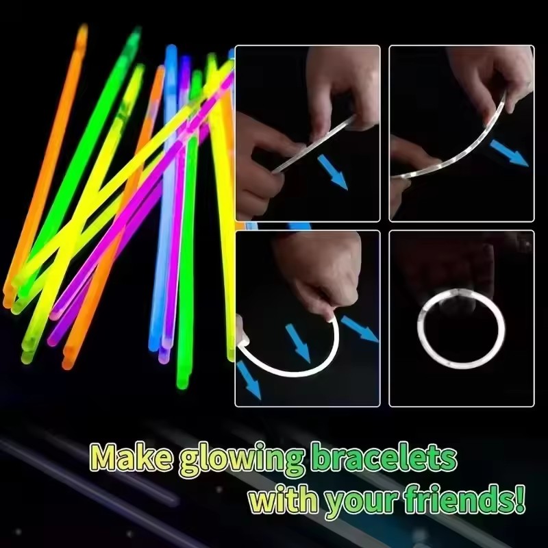 50/100Pcs Fluorescence Sticks Party Multicolor Glowing Stick Bright Colorful Light Bright Bendable Glow Bracelet Party Supplies