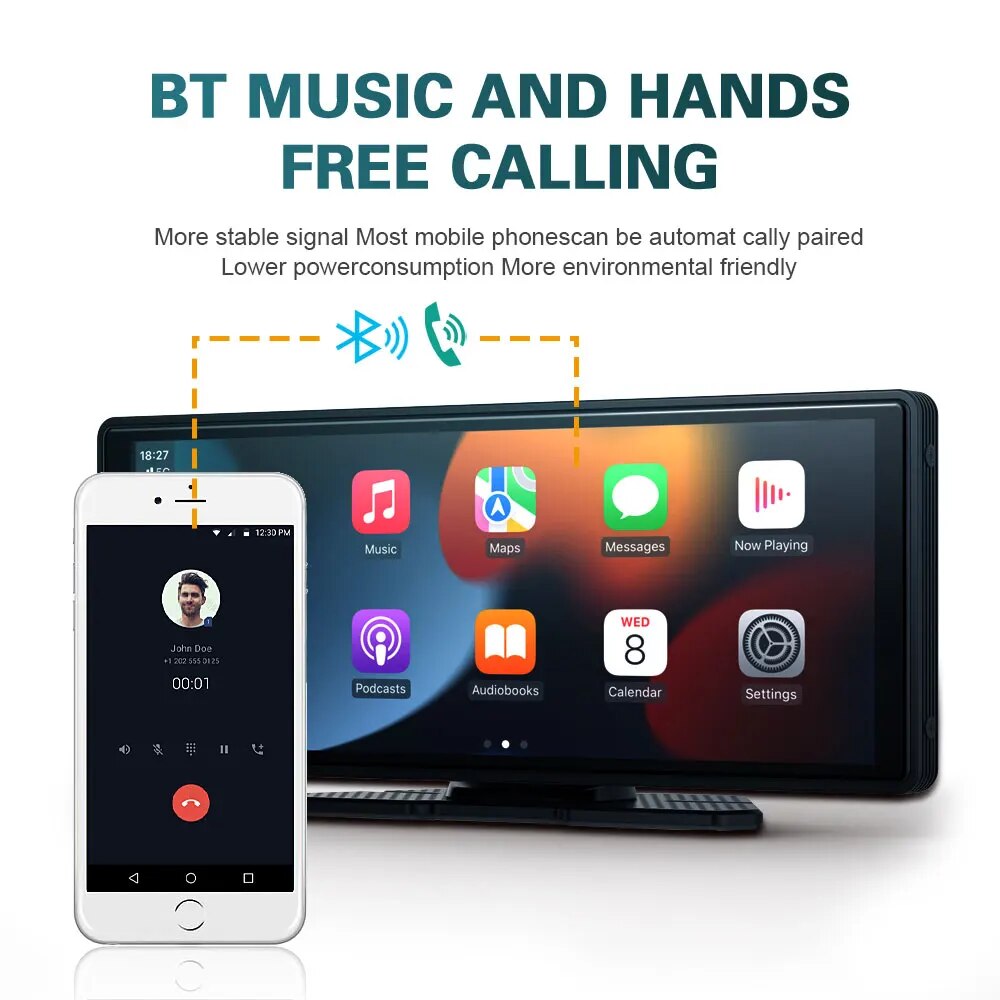 XUDA Universal 10,26 Zoll Autoradio Multimedia WIFI Video Player Wireless Carplay & Android Auto für Apple oder Android MP5-Player
