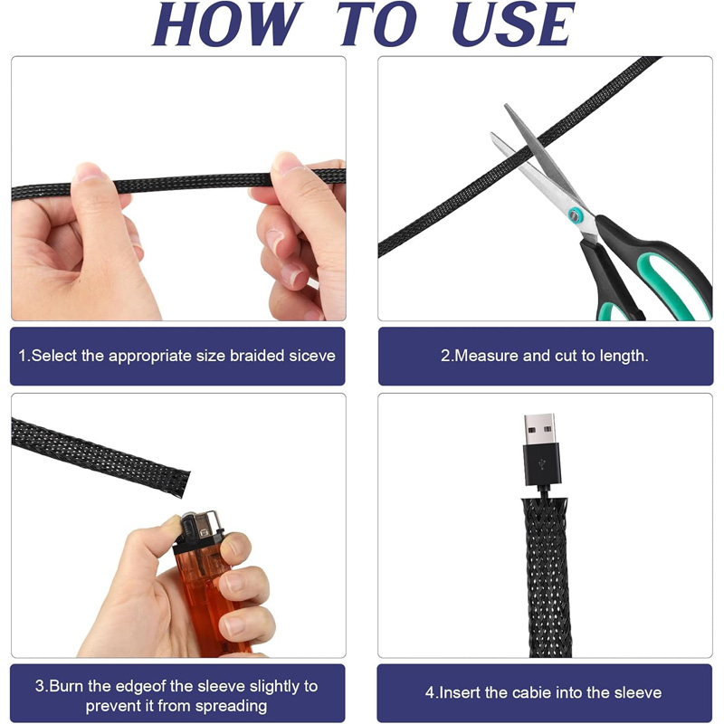 Braided Wire Loom PET Cable Loom Expandable Braided Sleeving Wire Sleeve for TV Computer Home Theater Cable Sleeve 3M/10M