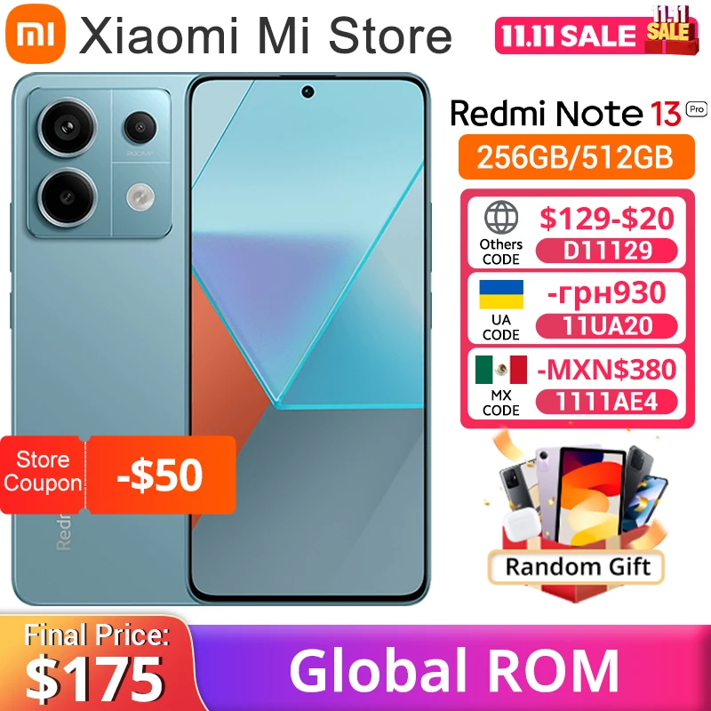 ROM global Xiaomi Redmi Note 13 Pro telemóvel 5G 128 GB 256 GB 512 GB Snapdragon 7s Gen 2 ecrã de 120 Hz 5100 mAh carregamento rápido de 67 W