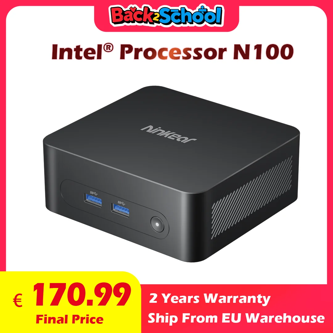 Ninkear N10 Mini PC Intel N100 fino a 3,4 GHz 16 GB DDR4 512 GB SSD 2.4G+5G WIFI HDMI 2.0*2 Supporto computer Windows 11 a doppio schermo