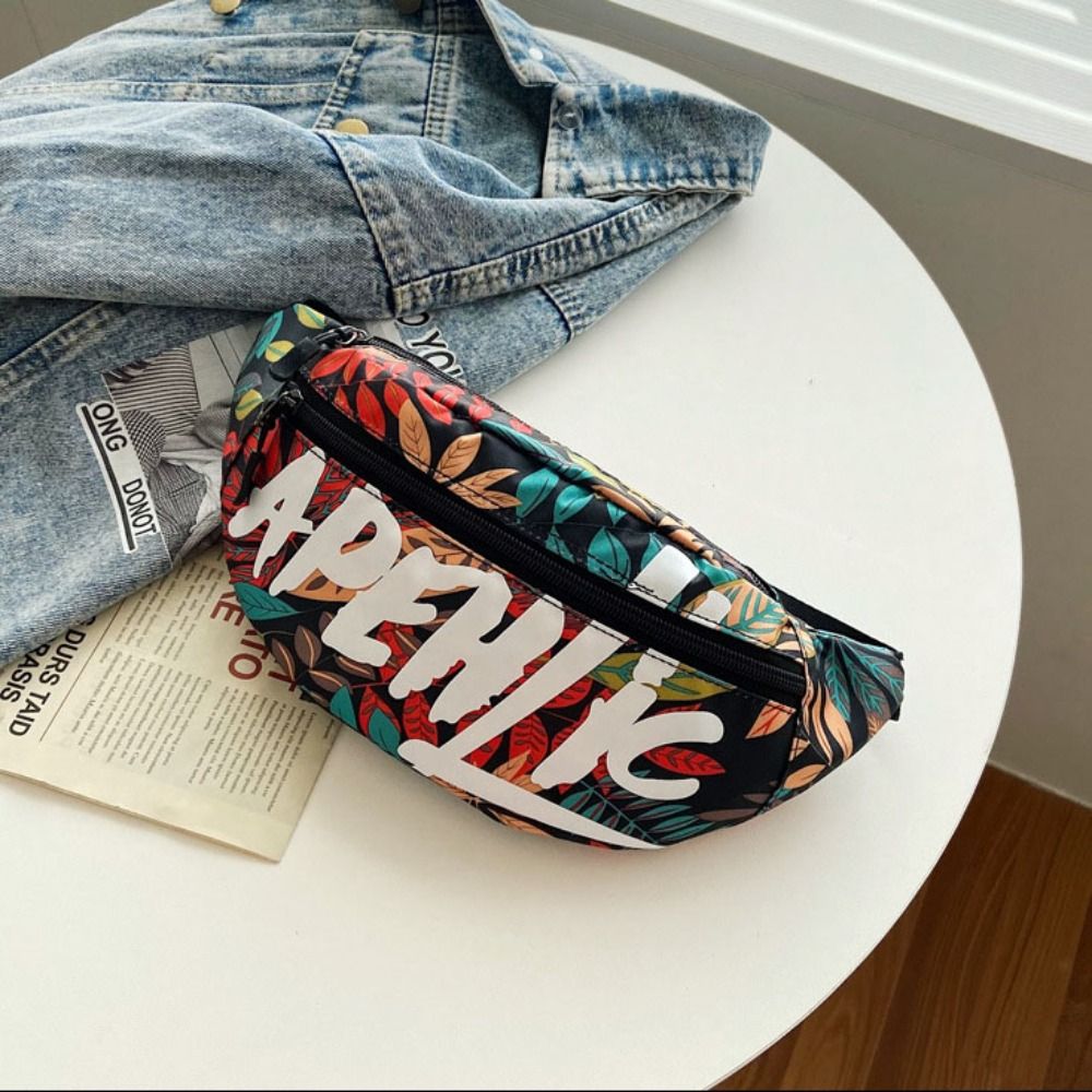 Multi-pocket Printed Waist Bag Adjustable Shoulder Strap Large Capacity Multifunctional Waist Pack Oxford Cloth Buckle