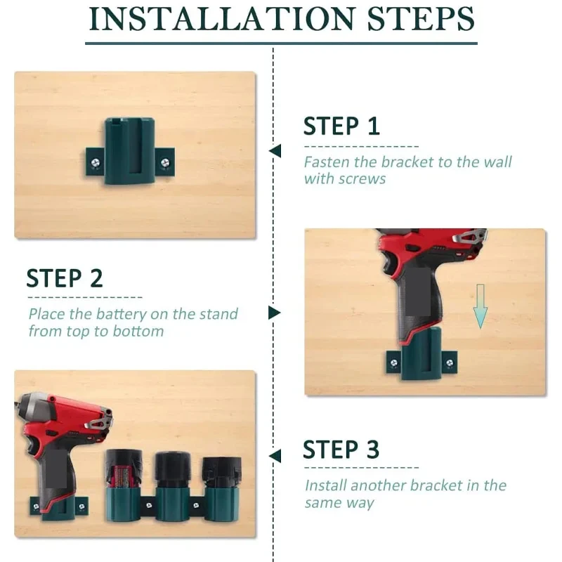 แบตเตอรี่ผู้ถือเครื่องมือสําหรับMakitaสําหรับMilwaukeeสําหรับBosch 10.8V 12V,ติดผนังแบตเตอรี่เครื่องมือBracket Display Rack