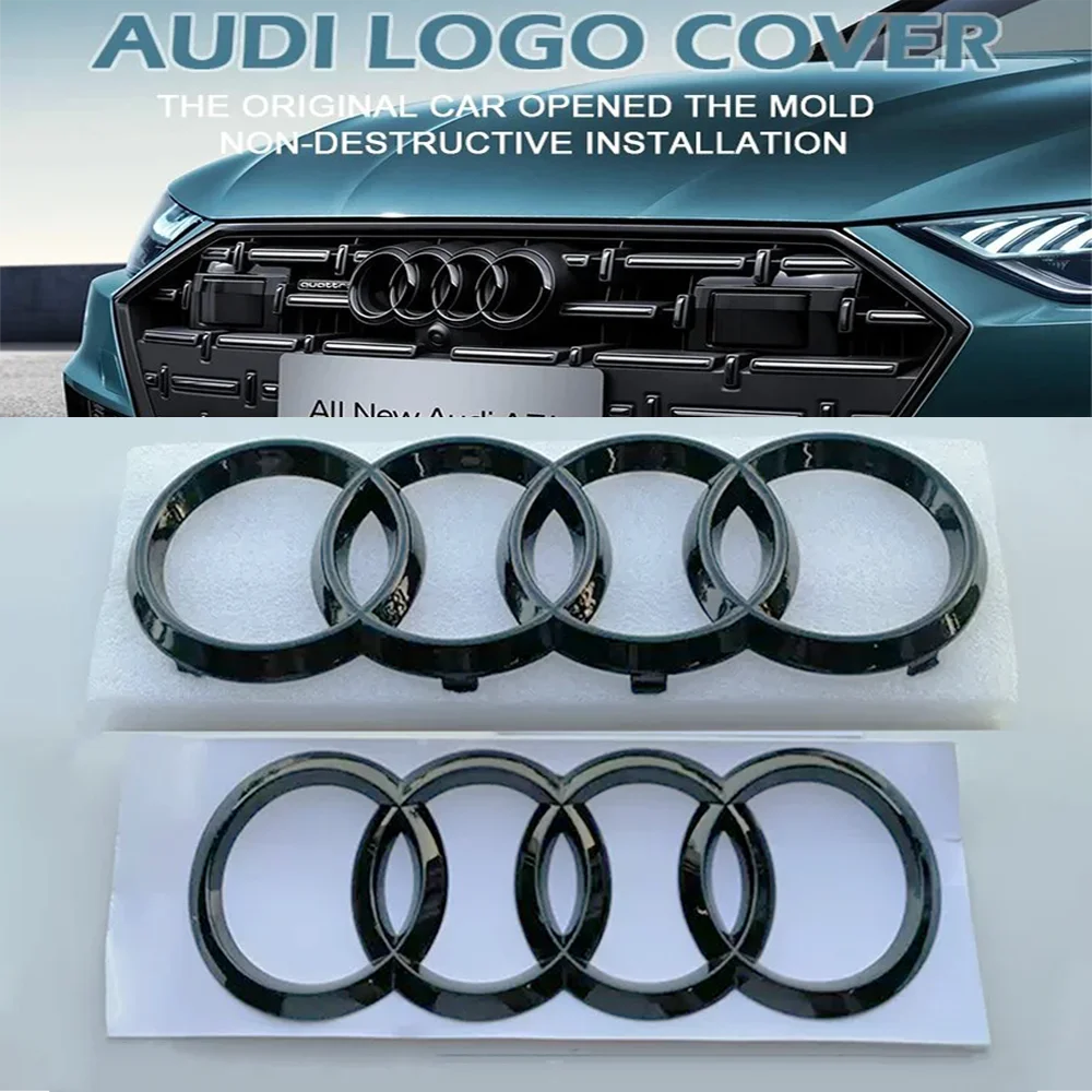 Audi черный/серебристый 4-кольцевой ABS автомобильный капот передний капот гриль задний багажник эмблема логотип значок наклейка для A3 A4 A5 A6 A7 Q2 Q3 Q5 Q8 TT