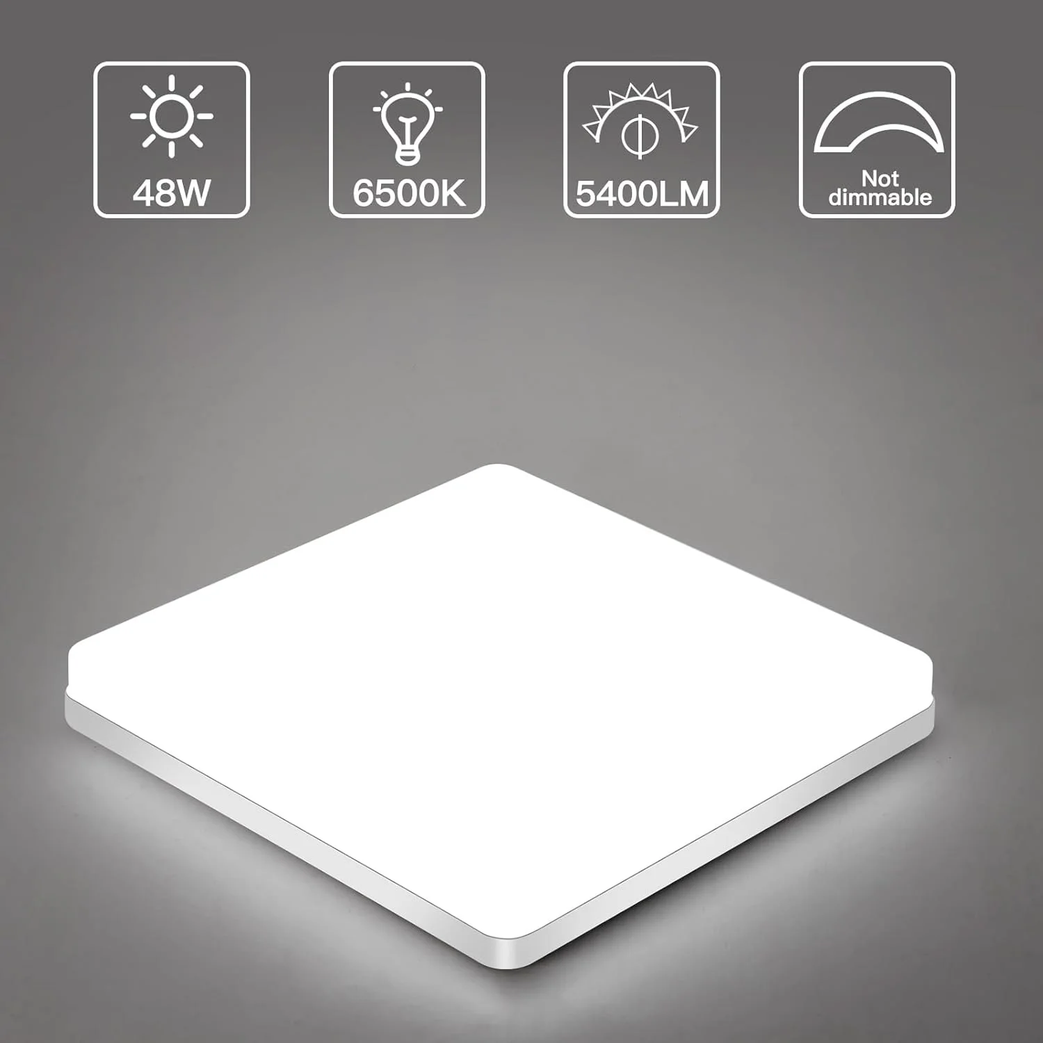 Plafoniera a LED quadrata da 48 W, lampada da soffitto a LED da 400 Lm, plafoniera applicabile a bagno, soggiorno, cucina, camera da letto