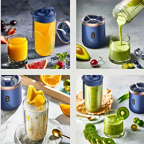 휴대용 전기 과일 주스 블렌더 400ml 개인 크기 미니 병 홈 USB 충전식 6 블레이드 블렌더 기계 여름