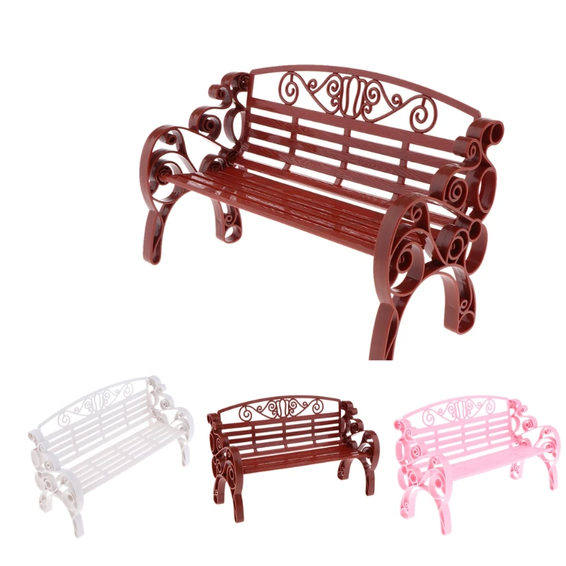 Casa de muñecas en miniatura para niños, exquisito banco de parque para decoración de jardín de hadas, muebles de moda, juguetes de juego de simulación, 1/6