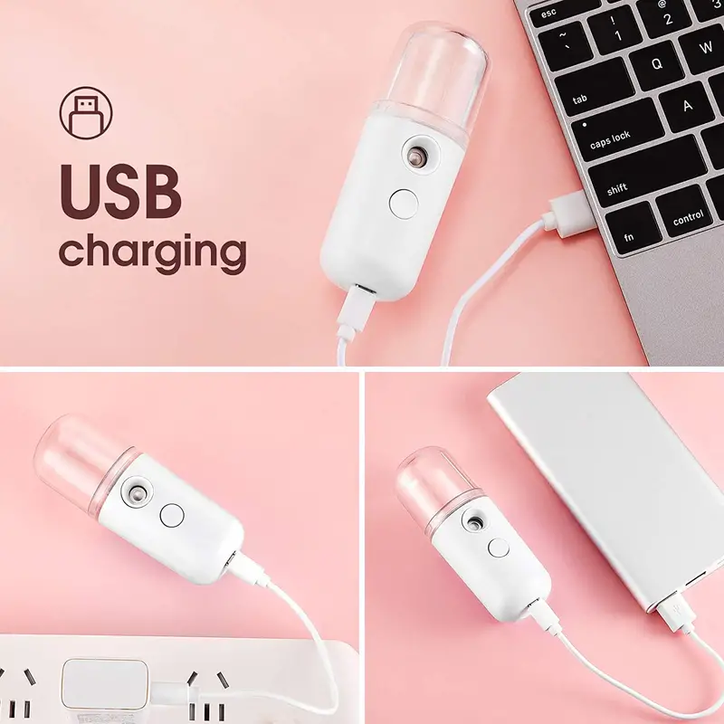 Mini umidificador de ar, 30ml, portátil, recarregável, pequeno, vaporizador sem fio, nano, pessoal, face