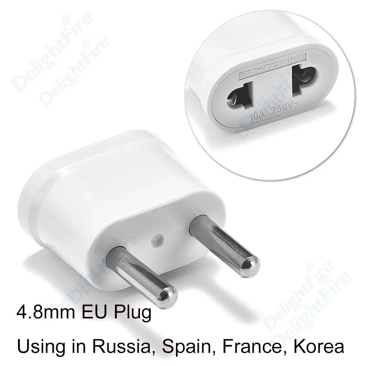 Adaptador de enchufe KR blanco de EE. UU. AU a UE, adaptador de corriente de viaje europeo de 2 pines, convertidor de CA, enchufe eléctrico CE
