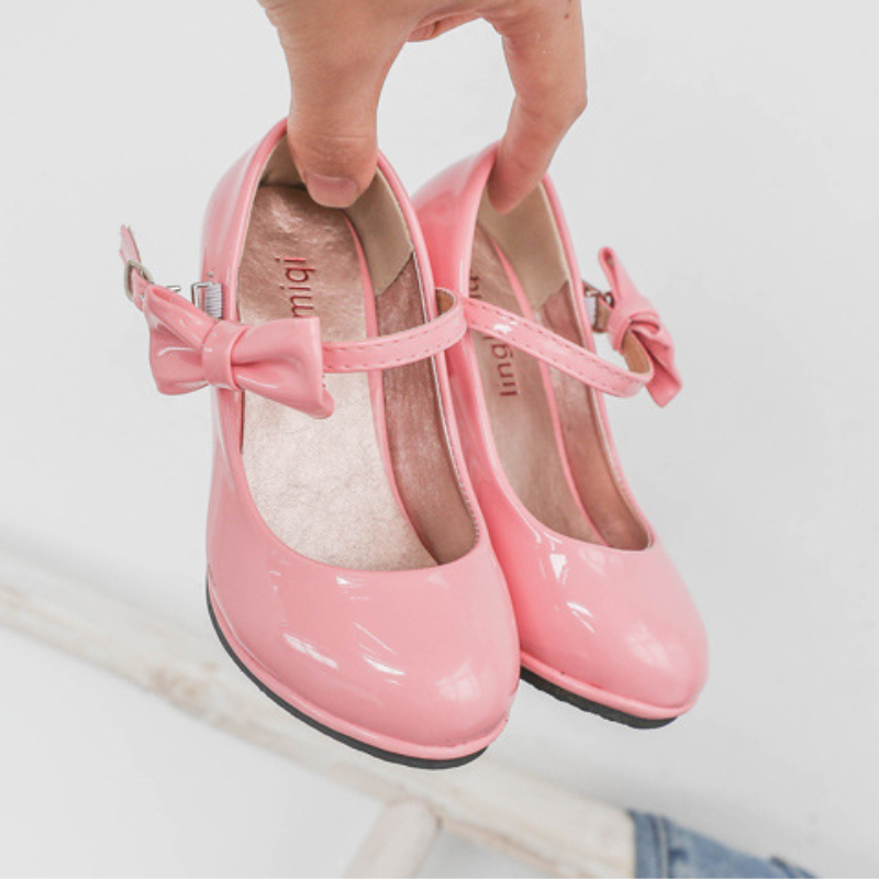 Mädchen Prinzessin Leder Schuhe Glänzend PU Mode Kinder Süße Bowtie Kleid Schuhe für Ballett Frühling Herbst Kinder High Heels Kausalen