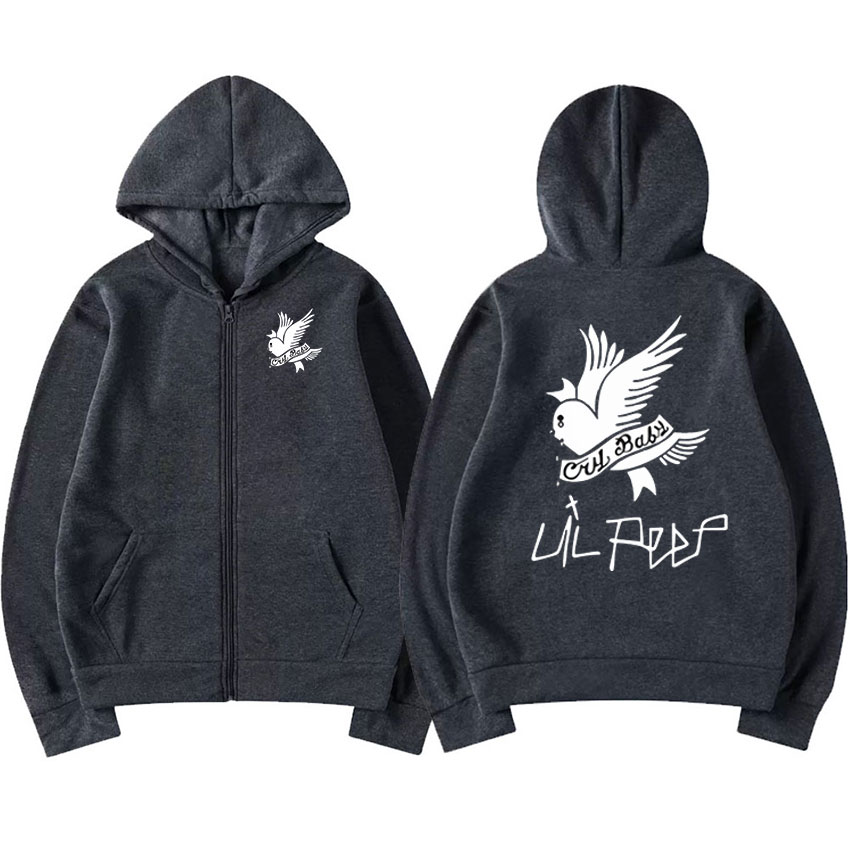 Sudadera con capucha con cremallera gráfica de rapero Lil Peep para hombre y mujer, sudadera con cremallera a la moda de Hip Hop, Jersey de gran tamaño, abrigos con capucha, ropa de calle