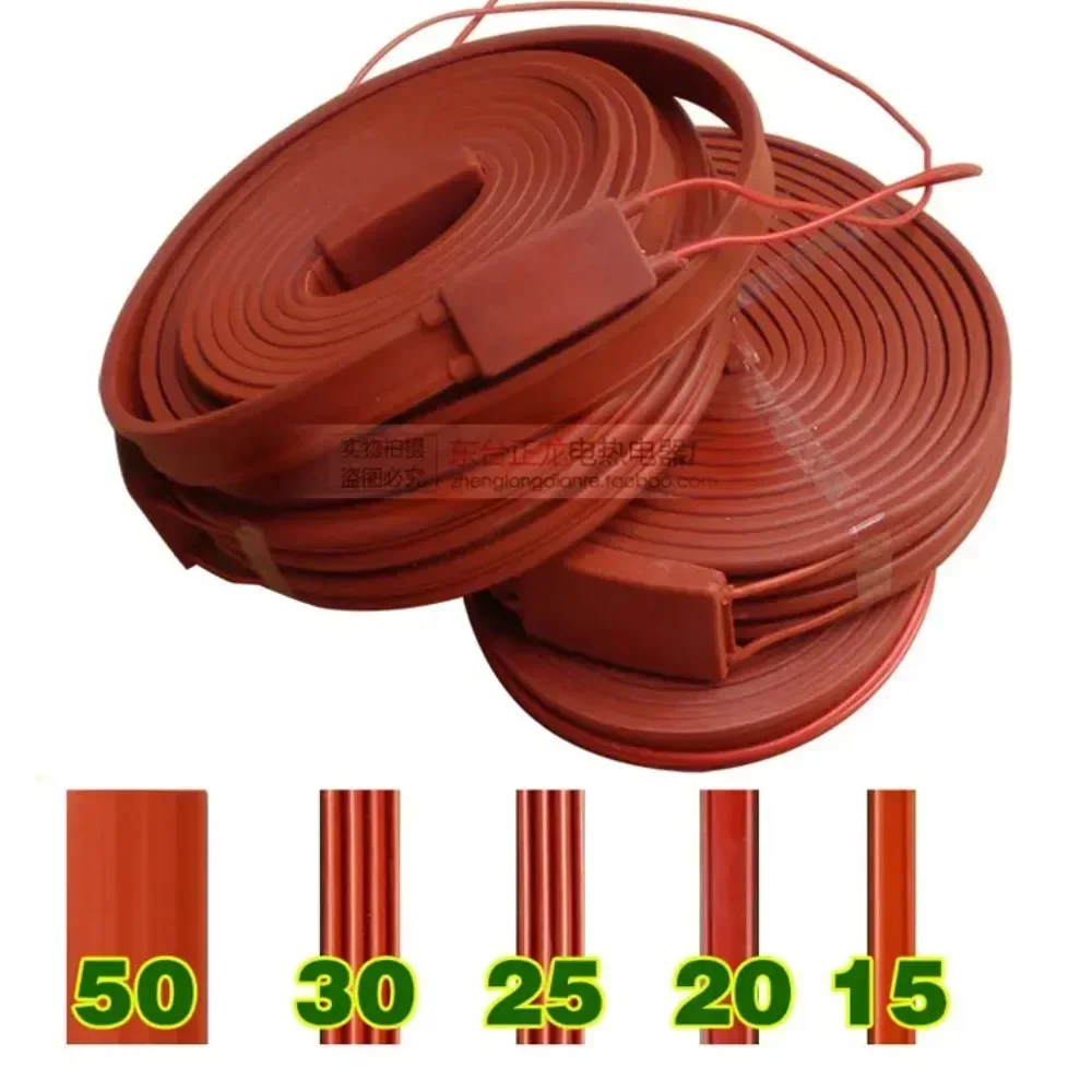 12V 24V 36V 48V 110V 220V 15 20 25 30 50 mm 1-20 metros tira calefactora de silicona Flexible impermeable protección contra congelación