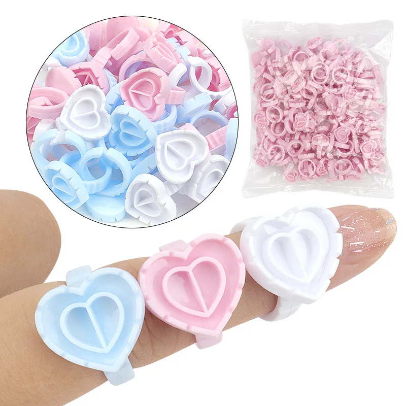 AILEISHI, venta al por mayor, 100 unids/bolsa, extensión de pestañas desechable, anillo de pegamento, taza, soporte para pigmento de tatuaje, contenedor, proveedor de herramientas para pestañas