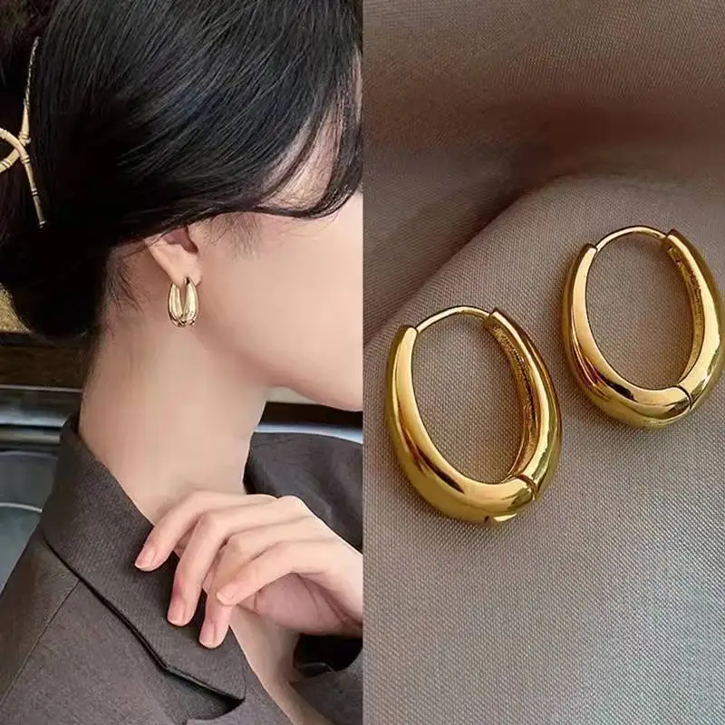 Uworld-pendientes redondos Vintage hipoalergénicos con estilo, acero inoxidable chapado en oro de 18k de primera calidad para mujer, aretes de fiesta,ки ж erotск