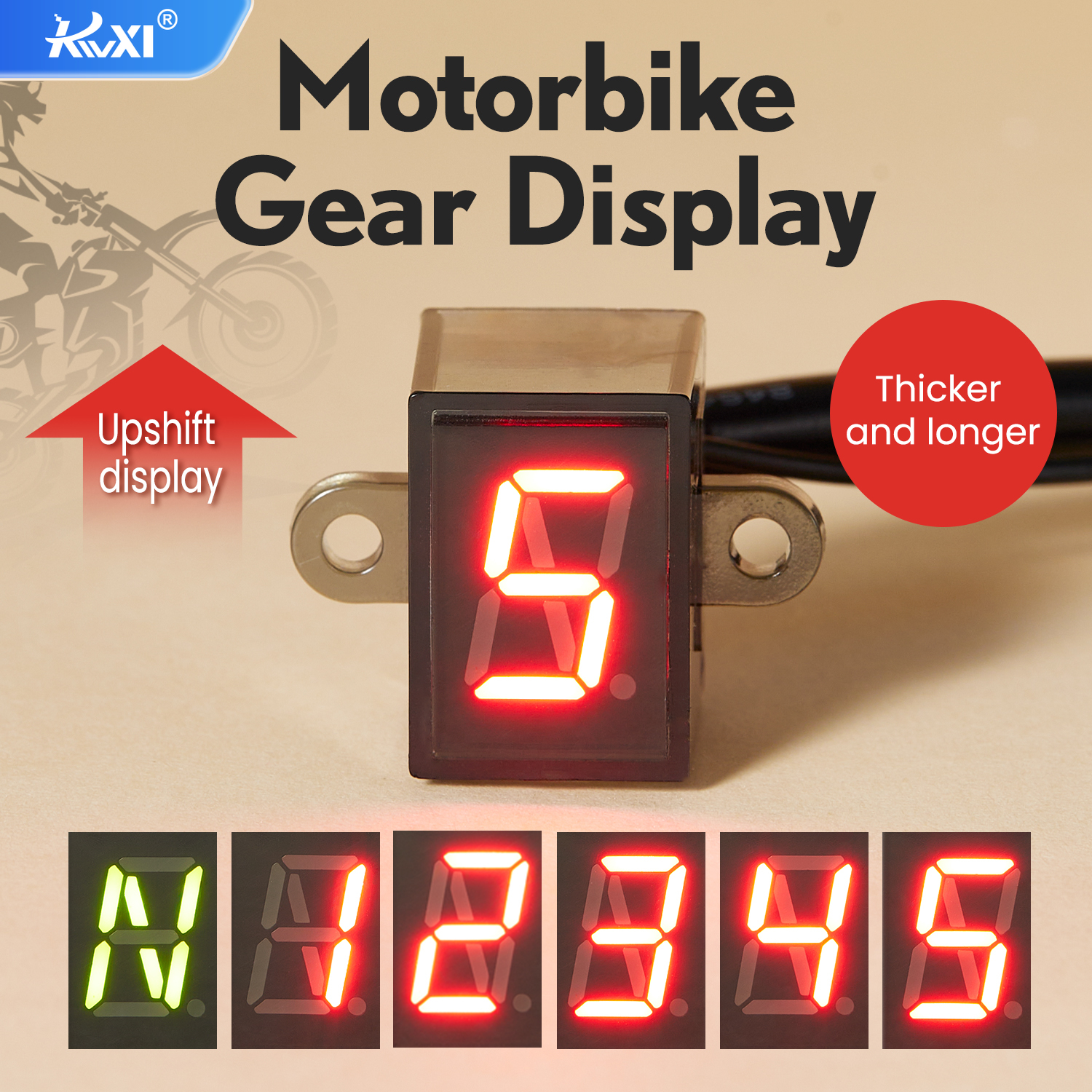 Motorrad N-5 Ganganzeige Digitale Led-anzeige Universal Off-road Moto Rot Licht Wasserdicht Langlebig Neutral Getriebe Monitor