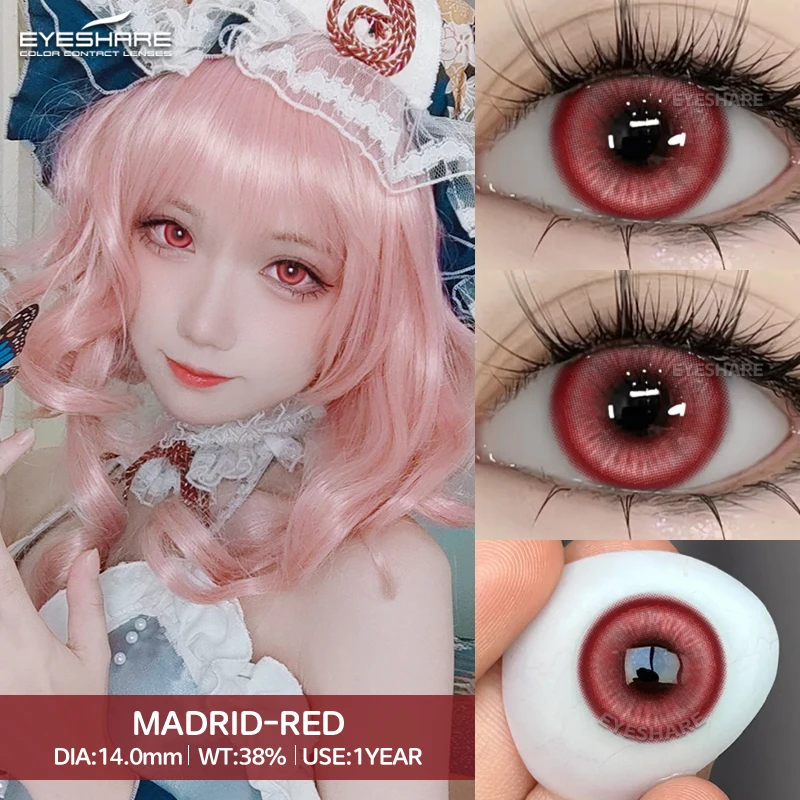 EYESHAREสีคอนแทคเลนส์สําหรับตา 1 คู่สีฟ้ารายชื่อสีม่วงเลนส์คอสเพลย์สีชมพูคอนแทคเลนส์รายปีเลนส์ฮาโลวีน