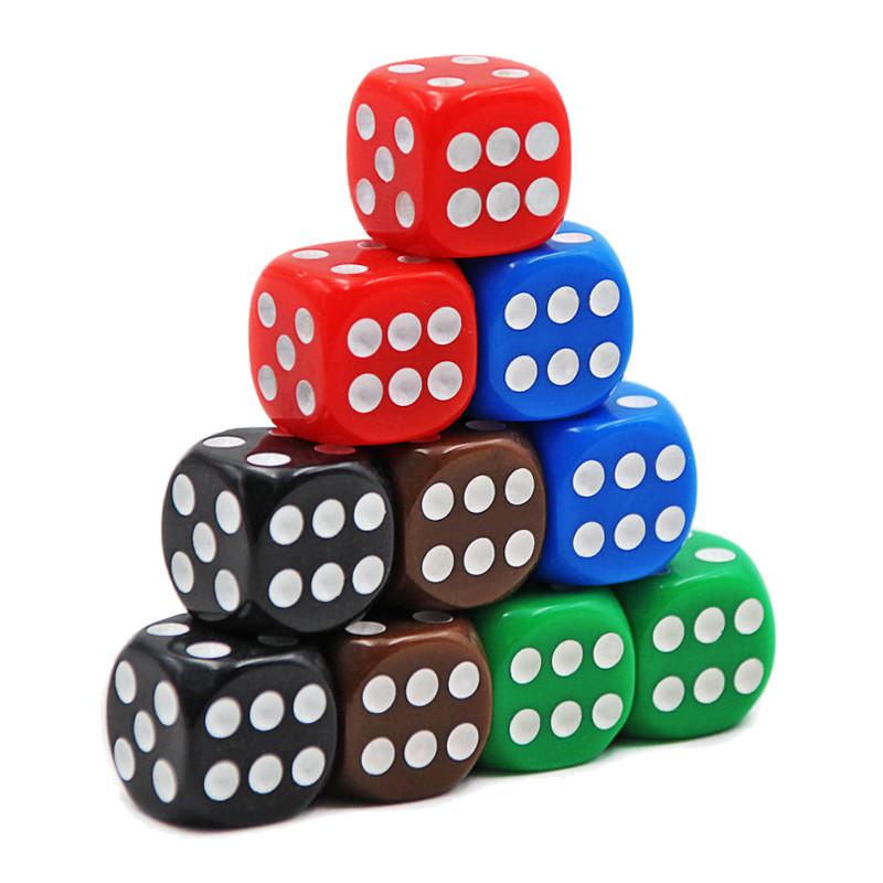 6-Sided Spot Playing Games Dice Set, Opaco Dice para Bar, Pub, Clube, Festa, Jogo de Tabuleiro, Multi Color, Alta Qualidade, 16mm, 10Pcs